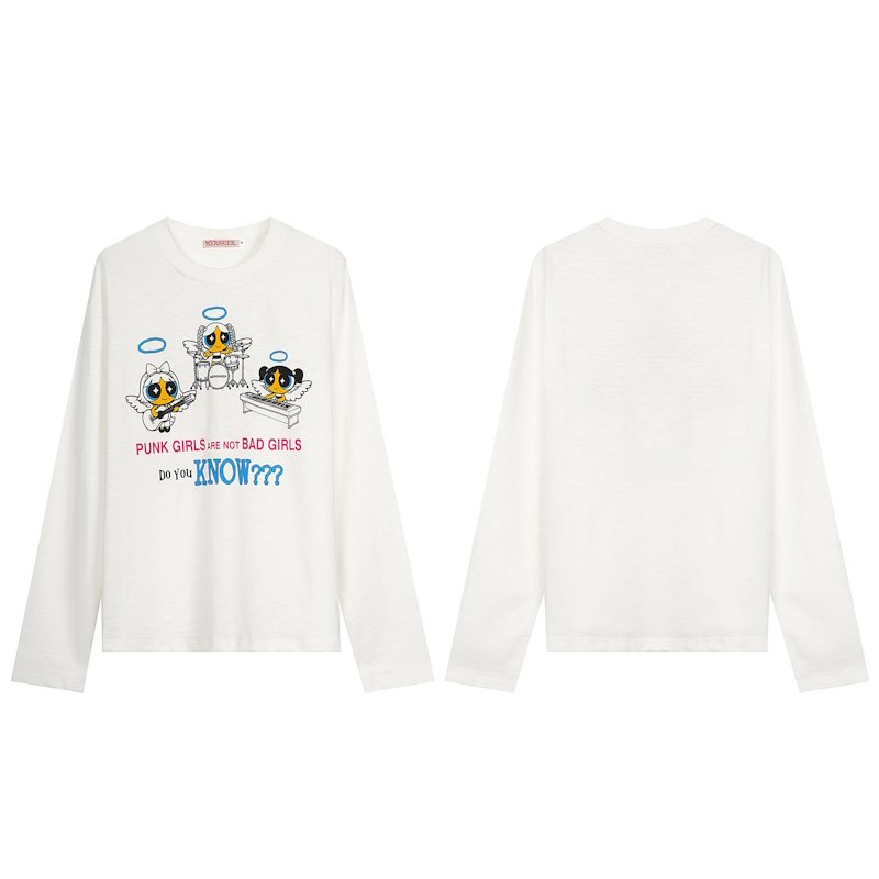 画像2: Puff-Sleeve "Powerful Girls Band" Long-Sleeve T-Shirt　ユニセックス 男女兼用パフパワフルガールバンド長袖Tシャツ (2)