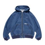画像1: Denim Zip-Up Hoodie Jacket Denim Jacket ユニセックス男女兼用デニムフーディージップアップジャケット Gジャン (1)