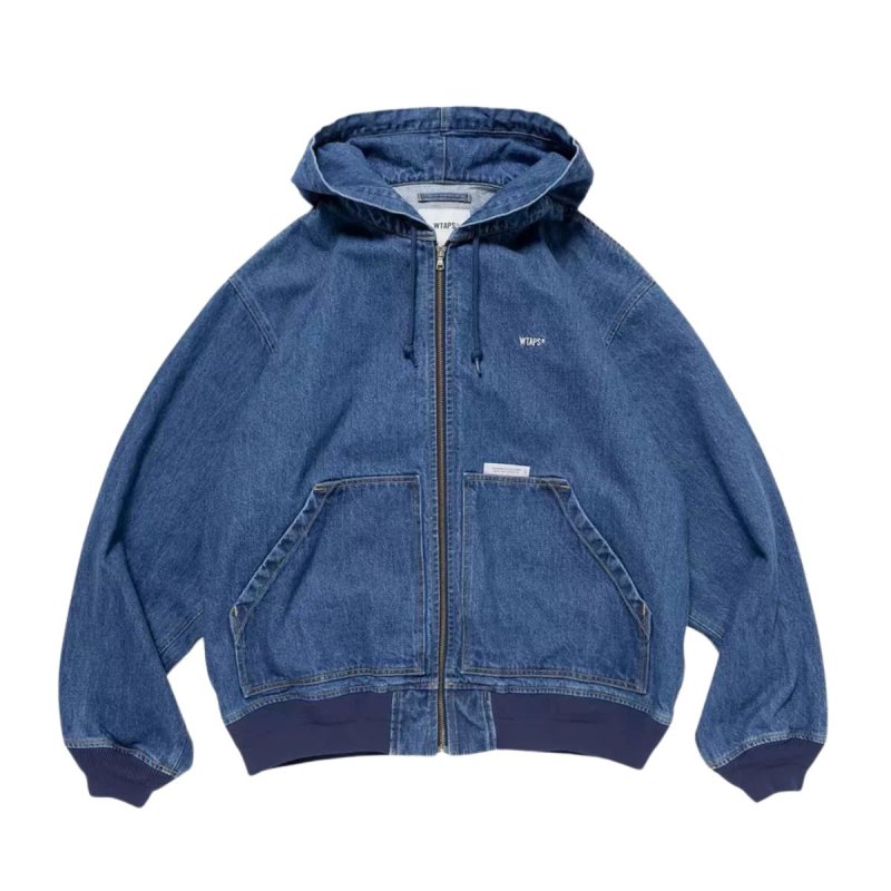 画像1: Denim Zip-Up Hoodie Jacket Denim Jacket ユニセックス男女兼用デニムフーディージップアップジャケット Gジャン (1)