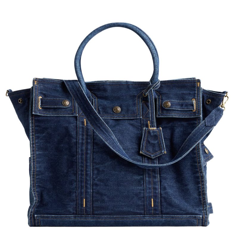 画像2: Canvas & Denim Five Pocket Tote Bag  キャンバス デニム ファイブポケット パイピング トート バッグ  (2)