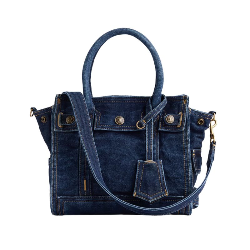 画像4: Canvas & Denim Five Pocket Tote Bag  キャンバス デニム ファイブポケット パイピング トート バッグ  (4)