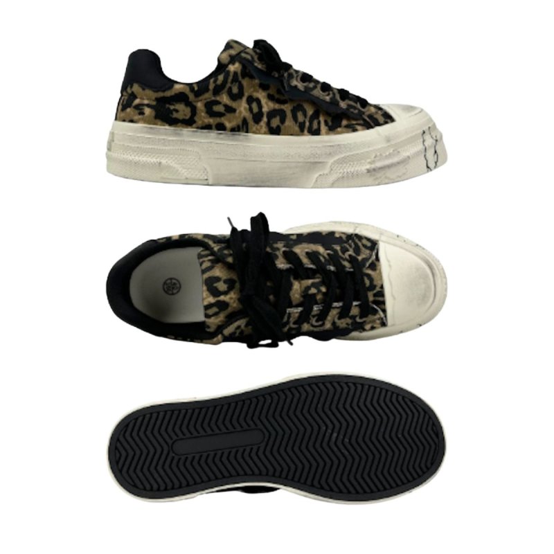 画像4: Unisex Leopard-print platform lace-up sneakers　ユニセックス 男女兼用 レオパード厚底レースアップスニーカーシューズ (4)