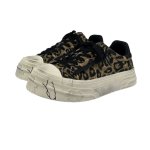 画像1: Unisex Leopard-print platform lace-up sneakers　ユニセックス 男女兼用 レオパード厚底レースアップスニーカーシューズ (1)