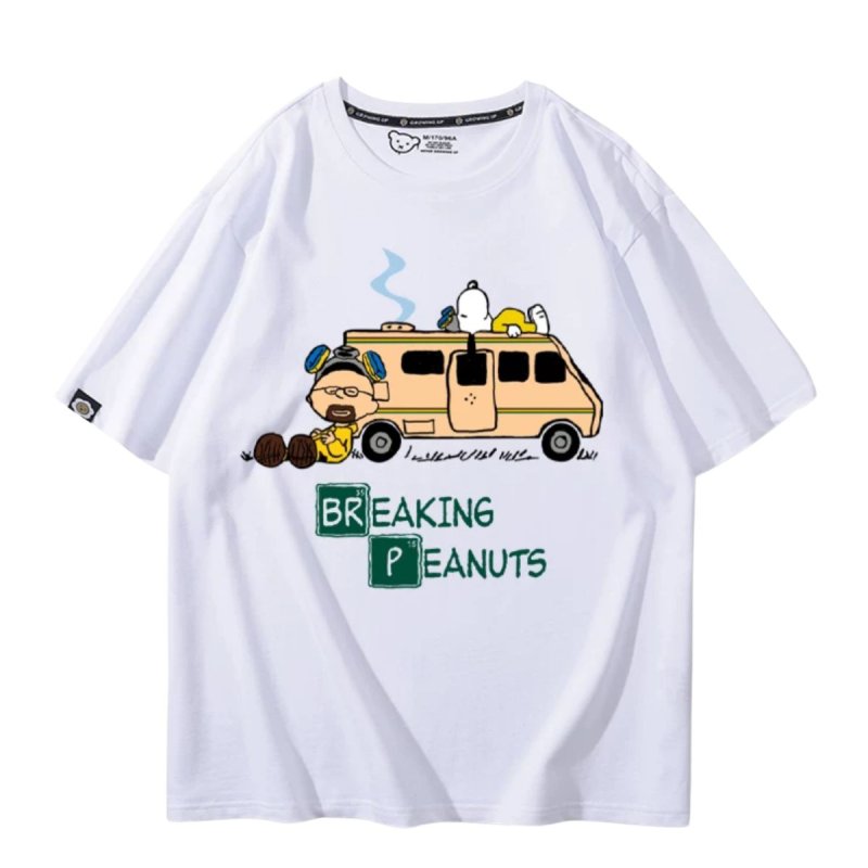 画像1: Unisex BREAKING PEANUTS Snoopy print T-shirt  男女兼用 ユニセックス ブレイキング ピーナッツ スヌーピー プリント半袖Tシャツ (1)