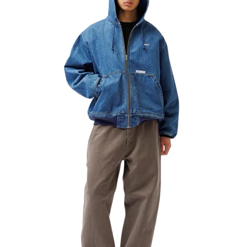 画像3: Denim Zip-Up Hoodie Jacket Denim Jacket ユニセックス男女兼用デニムフーディージップアップジャケット Gジャン (3)