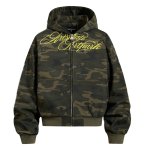 画像1: Alphabet Embroidery Zip-Up Hoodie Jacket ユニセックス男女兼用アルファベット刺繍 ジップアップフーディジャケットスタジャン (1)