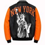 画像2: New York Knicks Championship Studded Leather Jacket Riders Motorcycle coat ニューヨーク・ニックス チャンピオンシップ スタッズ付き ヴィンテージ風 古着風 レザー ジャケット ライダース コート  (2)