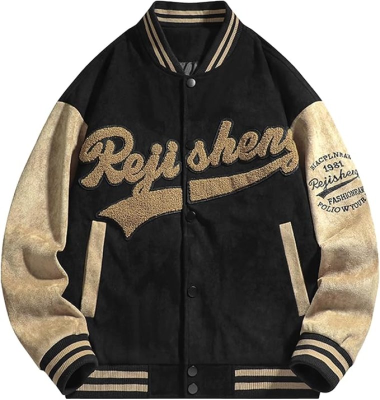 画像4: Suede baseball uniform jacket blouson ユニセックス 男女兼用 スエード調 ベースボール スタジャン ジャンパー ジャケット ブルゾン 大きいサイズあり (4)