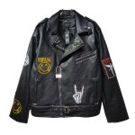 画像2: Nirvana Studded Leather Jacket Riders Motorcycle coat ニルヴァーナ スタッズ付き ヴィンテージ風 古着風 レザー ジャケット ライダース コート  (2)