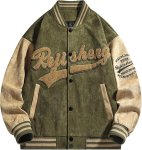 画像1: Suede baseball uniform jacket blouson ユニセックス 男女兼用 スエード調 ベースボール スタジャン ジャンパー ジャケット ブルゾン 大きいサイズあり (1)