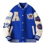 画像1: Armband color matching embroidery BASEBALL JACKET baseball uniform jacket blouson  ユニセックス 男女兼用 アーム刺繡 スタジアムジャンパー スタジャン MA-1 ボンバー ジャケット ブルゾン (1)