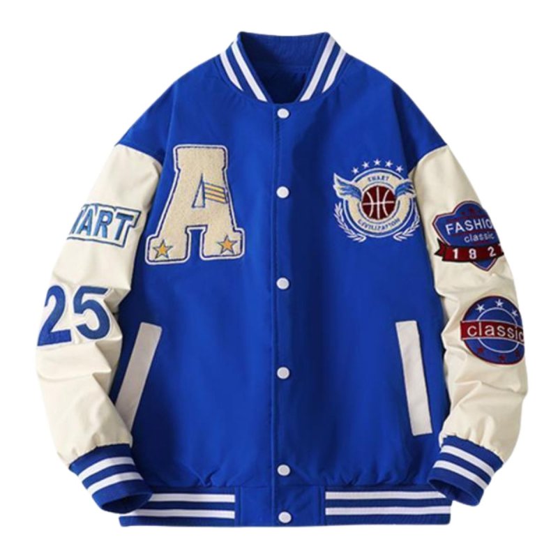 画像1: Armband color matching embroidery BASEBALL JACKET baseball uniform jacket blouson  ユニセックス 男女兼用 アーム刺繡 スタジアムジャンパー スタジャン MA-1 ボンバー ジャケット ブルゾン (1)