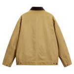 画像3: Lapel Zip-Up Cotton Jacket/Coat with Check Lining　ユニセックス男女兼用ラペル ジップアップ裏地チェックコットンジャケットコート (3)