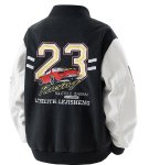 画像4: Racing Car & Emblem Embroidery Leather-Sleeve Varsity Jacket Embroidery Leather-Sleeve Varsity Jacket Baseball Jacket ユニセックス男女兼用レーシングカー＆エンブレム刺繍 スリーブレザーベースボールジャケットスタジャン (4)