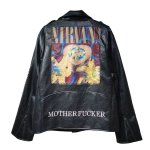 画像1: Nirvana Studded Leather Jacket Riders Motorcycle coat ニルヴァーナ スタッズ付き ヴィンテージ風 古着風 レザー ジャケット ライダース コート  (1)