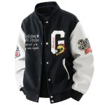 画像2: Racing Car & Emblem Embroidery Leather-Sleeve Varsity Jacket Embroidery Leather-Sleeve Varsity Jacket Baseball Jacket ユニセックス男女兼用レーシングカー＆エンブレム刺繍 スリーブレザーベースボールジャケットスタジャン (2)