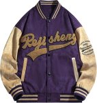 画像3: Suede baseball uniform jacket blouson ユニセックス 男女兼用 スエード調 ベースボール スタジャン ジャンパー ジャケット ブルゾン 大きいサイズあり (3)
