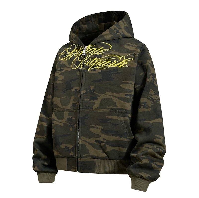 画像7: Alphabet Embroidery Zip-Up Hoodie Jacket ユニセックス男女兼用アルファベット刺繍 ジップアップフーディジャケットスタジャン (7)