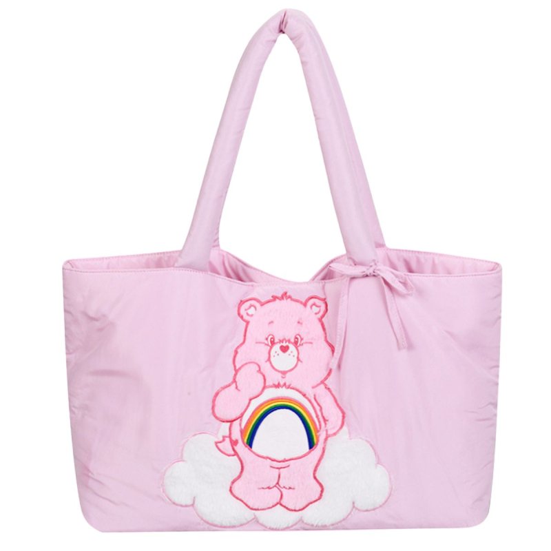 画像2: Care Bears Puffer Bag カラフル ケアベア ダウン風 パッファー トート ショルダーバッグ (2)