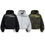 画像8: Alphabet Embroidery Zip-Up Hoodie Jacket ユニセックス男女兼用アルファベット刺繍 ジップアップフーディジャケットスタジャン (8)