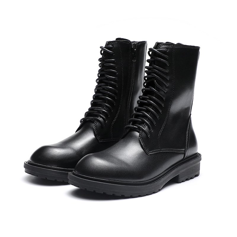 画像2: Women's Leather Martin Danny Ankle Boots Short boots レディース マーティンブーツ ブリティッシュスタイル レースアップ マーチンブーツ ブーツ サイドジップブーツ (2)