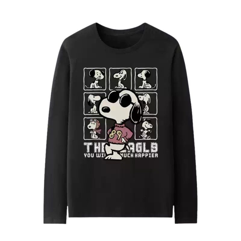 画像1: Unisex Box Snoopy print Lont sleeve T shirts sweatshirt　男女兼用 ボックス スヌーピープリント ロングスリーブTシャツ スウェット (1)