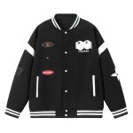 画像2: Eyeball Emblem Varsity Jacket Baseball Jacket ユニセックス男女兼用刺繍 アイボールエンブレムベースボールジャケットスタジャン (2)