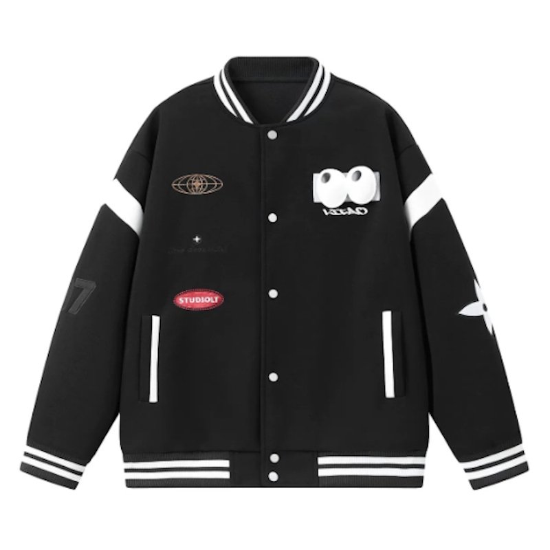 画像2: Eyeball Emblem Varsity Jacket Baseball Jacket ユニセックス男女兼用刺繍 アイボールエンブレムベースボールジャケットスタジャン (2)