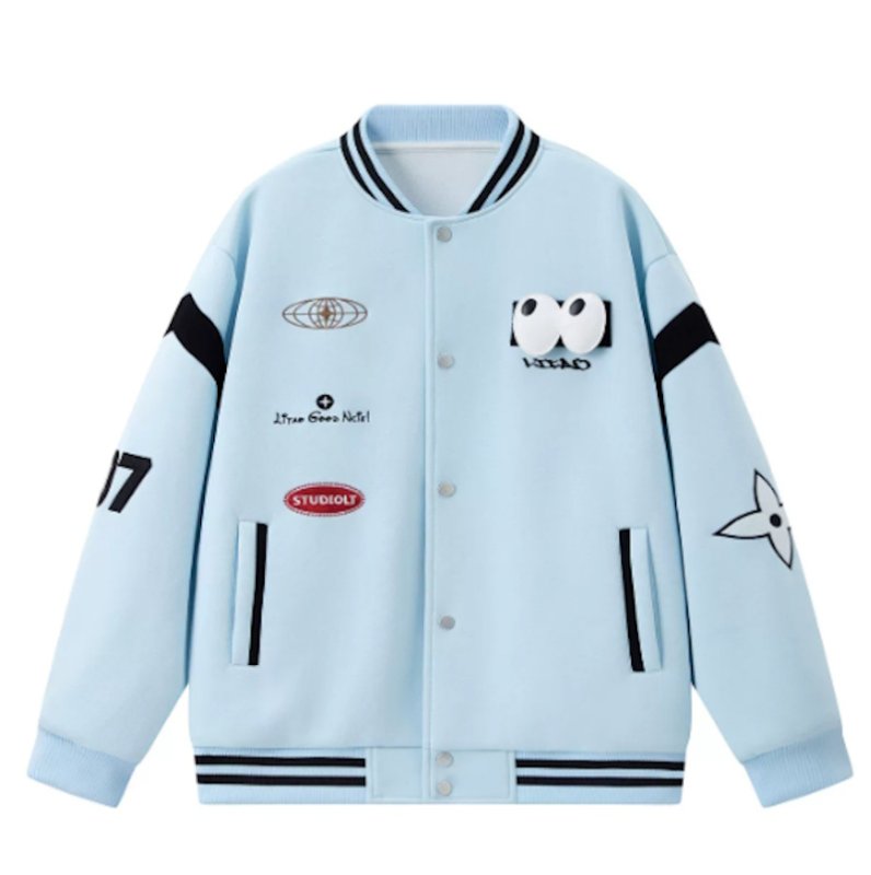 画像3: Eyeball Emblem Varsity Jacket Baseball Jacket ユニセックス男女兼用刺繍 アイボールエンブレムベースボールジャケットスタジャン (3)