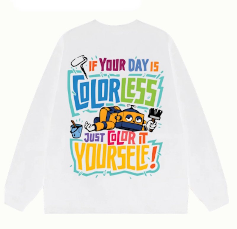 画像2: Unisex Robot & Logo Long-Sleeve Sweatshirt　男女兼用ユニセックスロボット＆ロゴ長袖プリント丸首スウェットトレーナー (2)