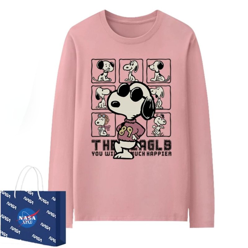 画像4: Unisex Box Snoopy print Lont sleeve T shirts sweatshirt　男女兼用 ボックス スヌーピープリント ロングスリーブTシャツ スウェット (4)