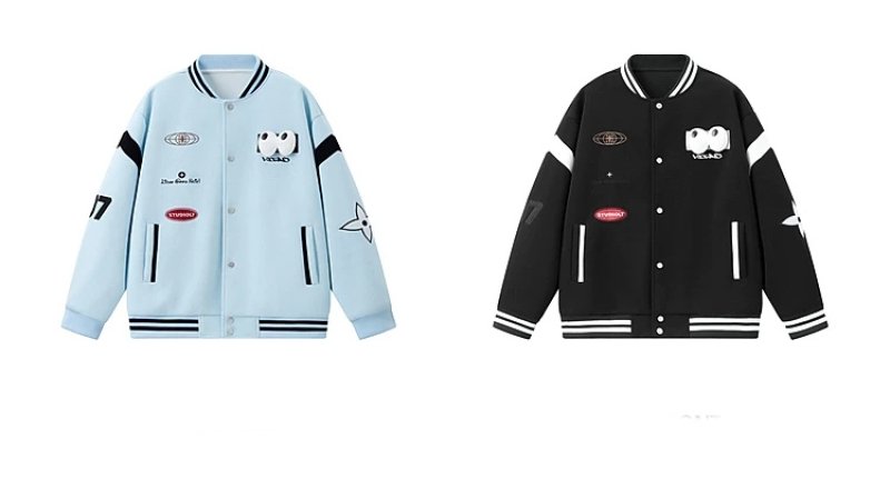 画像4: Eyeball Emblem Varsity Jacket Baseball Jacket ユニセックス男女兼用刺繍 アイボールエンブレムベースボールジャケットスタジャン (4)
