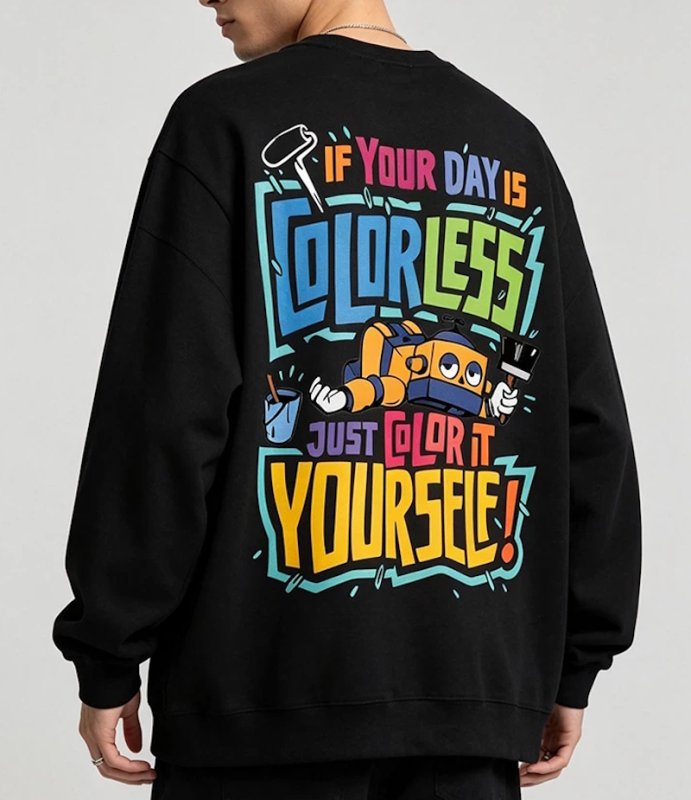 画像6: Unisex Robot & Logo Long-Sleeve Sweatshirt　男女兼用ユニセックスロボット＆ロゴ長袖プリント丸首スウェットトレーナー (6)