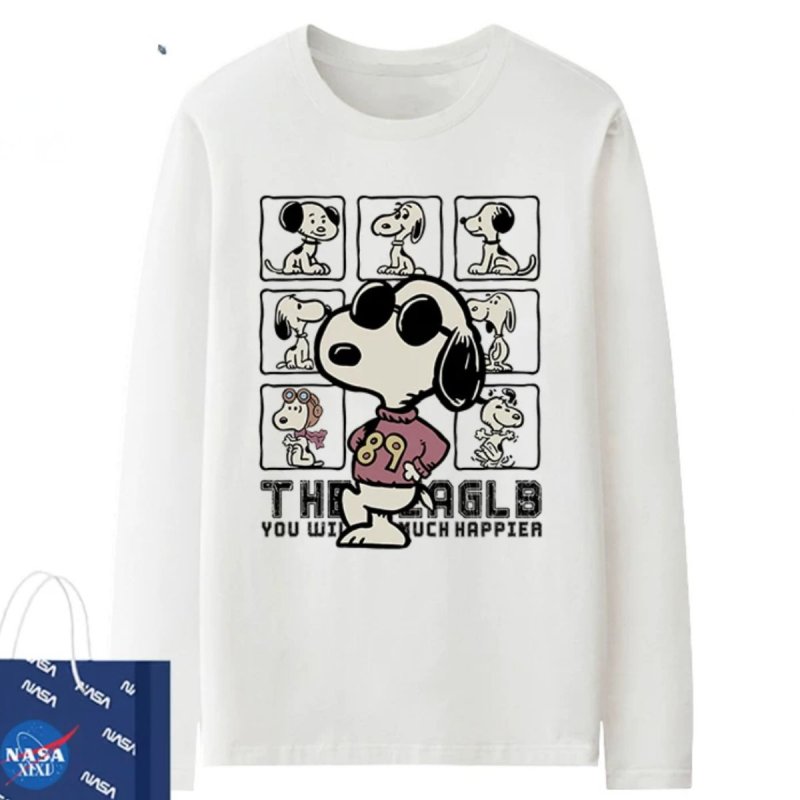 画像2: Unisex Box Snoopy print Lont sleeve T shirts sweatshirt　男女兼用 ボックス スヌーピープリント ロングスリーブTシャツ スウェット (2)