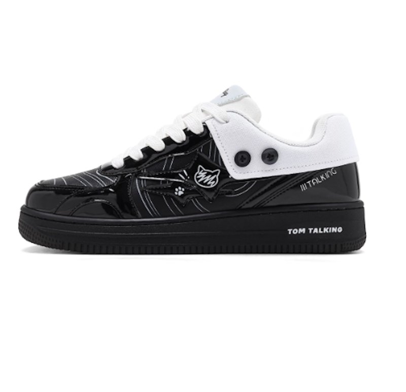 画像2: Unisex Cat & Paw Print Leather Lace-Up Sneakers ユニセックス 男女兼用キャット＆パウレザーレースアップスニーカーシューズ (2)