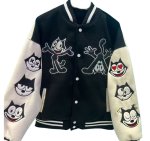 画像5: Felix the Cat Leather Varsity Jacket Baseball Jacket ユニセックス男女兼用フィリックス・ザ・キャット レザースタジャンベースボールジャケット (5)