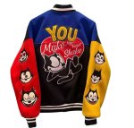 画像4: Felix the Cat Leather Varsity Jacket Baseball Jacket ユニセックス男女兼用フィリックス・ザ・キャット レザースタジャンベースボールジャケット (4)