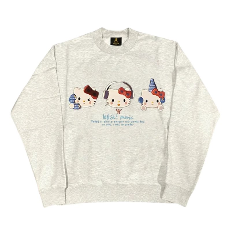 画像3: Unisex Hello Kitty Print Crew-Neck Sweatshirt 男女兼用ユニセックスキティー長袖丸首スウェットトレーナー (3)