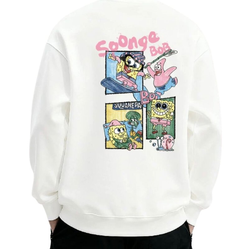 画像3: Unisex Spongebob Graffiti Print Sweatshirt 男女兼用 スポンジボブ 落書き風 プリントスウェット プルオーバー トレーナー (3)