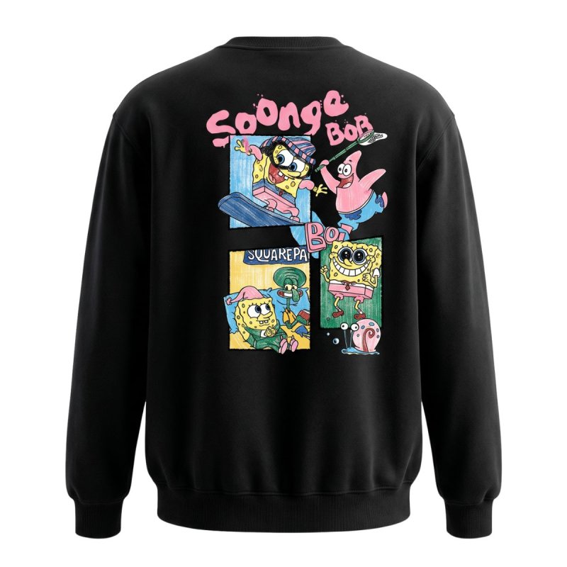 画像1: Unisex Spongebob Graffiti Print Sweatshirt 男女兼用 スポンジボブ 落書き風 プリントスウェット プルオーバー トレーナー (1)