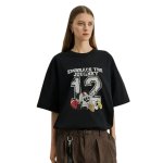 画像1: Unisex  EMBRACE THE JOURNEY 12 Football Mickey Mouse Vintage style print T-shirt 男女兼用 ユニセックス フットボール ミッキーマウス ビンテージスタイル プリント 半袖 Tシャツ (1)