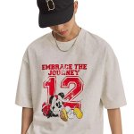 画像3: Unisex  EMBRACE THE JOURNEY 12 Football Mickey Mouse Vintage style print T-shirt 男女兼用 ユニセックス フットボール ミッキーマウス ビンテージスタイル プリント 半袖 Tシャツ (3)
