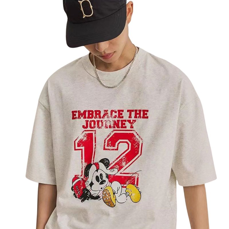 画像3: Unisex  EMBRACE THE JOURNEY 12 Football Mickey Mouse Vintage style print T-shirt 男女兼用 ユニセックス フットボール ミッキーマウス ビンテージスタイル プリント 半袖 Tシャツ (3)