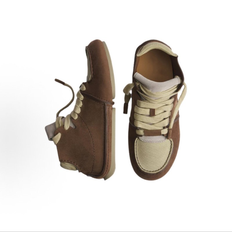 画像6: Patchwork High-Top Flats Soft-Sole Leather Driving Shoes ユニセックスパッチワーク ハイカット フラット ソフトソールレザードライビングシューズ (6)