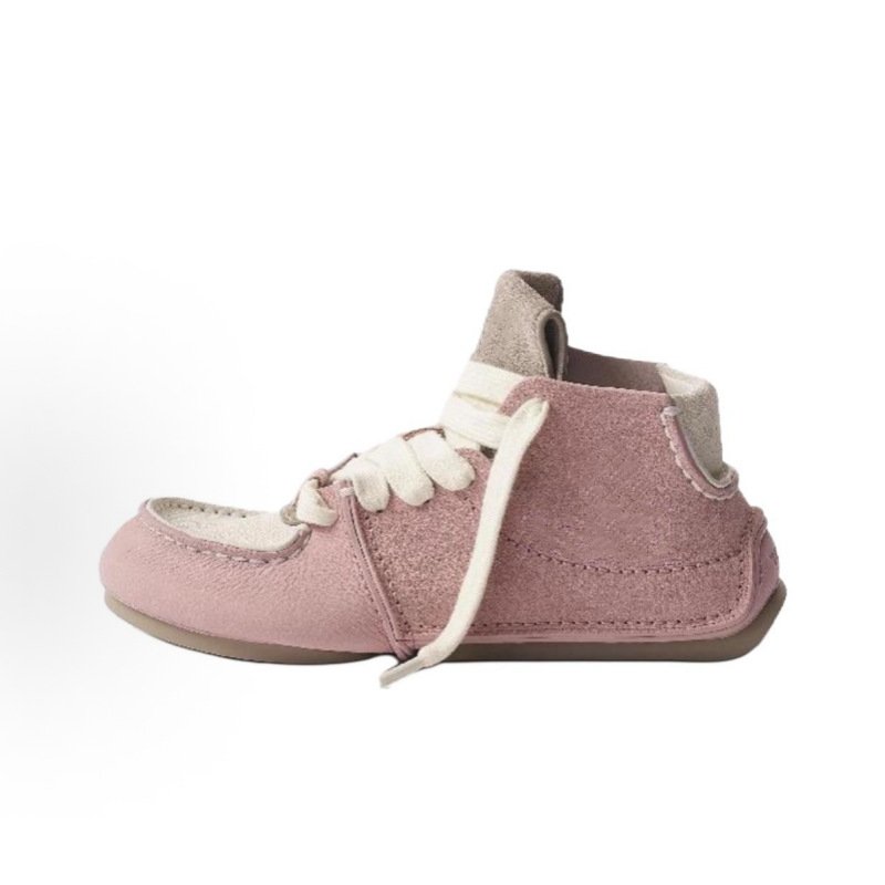 画像2: Patchwork High-Top Flats Soft-Sole Leather Driving Shoes ユニセックスパッチワーク ハイカット フラット ソフトソールレザードライビングシューズ (2)