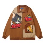 画像1: Tom & Jerry embroidered stadium jacket Jumper ユニセックス 男女兼用 トム&ジェリー 刺繍 スタジャン スタジアムジャンパー  MA-1 ボンバー ジャケット ブルゾン (1)
