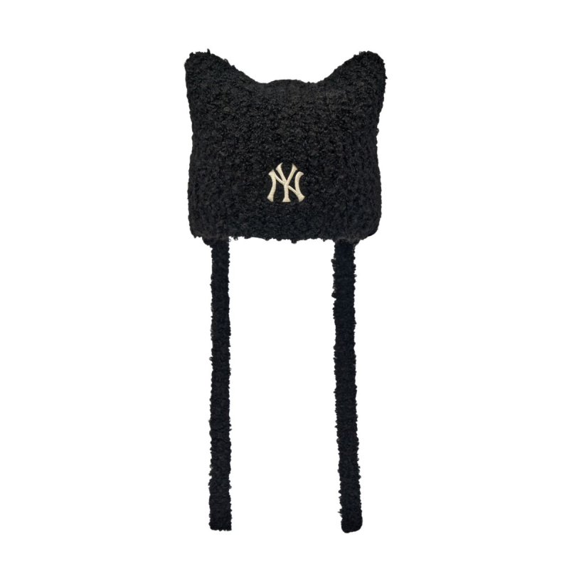 画像1: MLB KOREA Meow Earflap Beanie New York Yankees エムエルビー コリア 猫耳 ミャオン イヤーフラップ ビーニー  ニット帽 帽子 NY y2k ニューヨークヤンキース   (1)