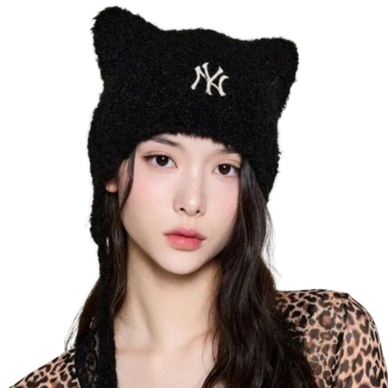画像2: MLB KOREA Meow Earflap Beanie New York Yankees エムエルビー コリア 猫耳 ミャオン イヤーフラップ ビーニー  ニット帽 帽子 NY y2k ニューヨークヤンキース   (2)