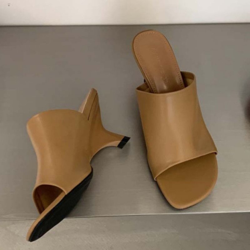 画像3: Square-toe deformation sandals 変形ヒール レザースクエアトゥ サンダル (3)