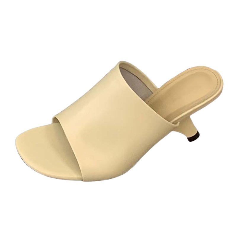 画像1: Square-toe deformation sandals 変形ヒール レザースクエアトゥ サンダル (1)